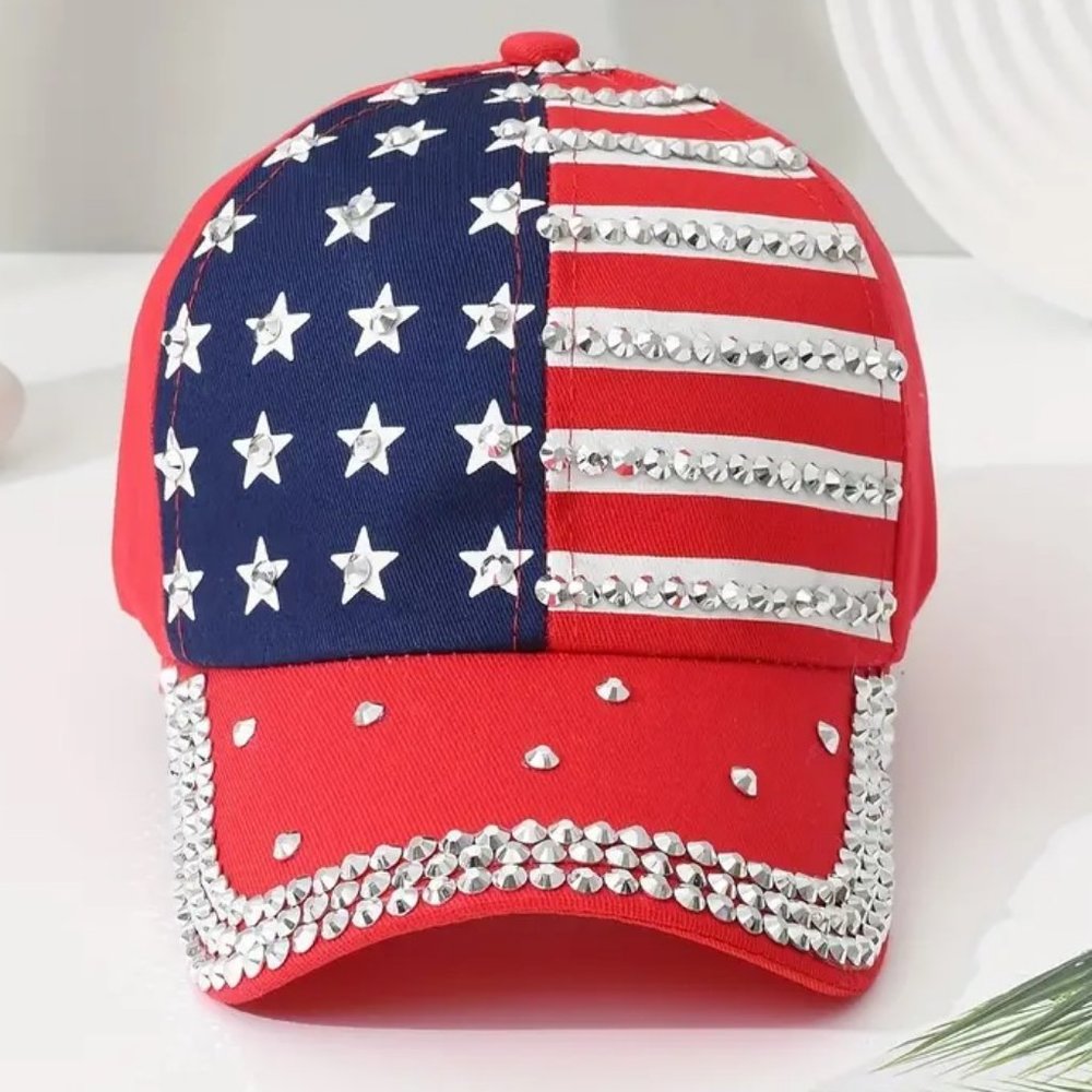 USA FLAG Rinestone Hat / Cap - USA 250th Birthday Celebration this 4th of July!